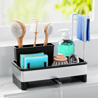 GRASSLIN Organisateur D'Évier En Avec Bac D'Écoulement Automatique, Porte Eponge Evier Cuisine Pour Serviettes Rangement Et Organisation De Cuisine Accessoires (noir) Noir -'Parent'noir'- - Publicité GRASSLIN Organisateur D'Évier En Avec Bac D'Écoulement Automatique, Porte Eponge Evier Cuisine Pour Serviettes Rangement Et Organisation De Cuisine Accessoires (noir) Noir -'Parent'noir'- - Publicité