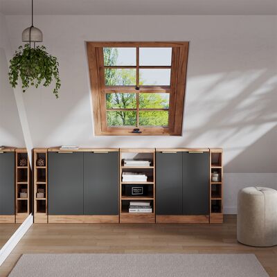 Ensembles De Meuble De Rangement Sous Pente Rion, Anthracite-or, 210cm Lot De 5, Vicco - Publicité Ensembles De Meuble De Rangement Sous Pente Rion, Anthracite-or, 210cm Lot De 5, Vicco - Publicité