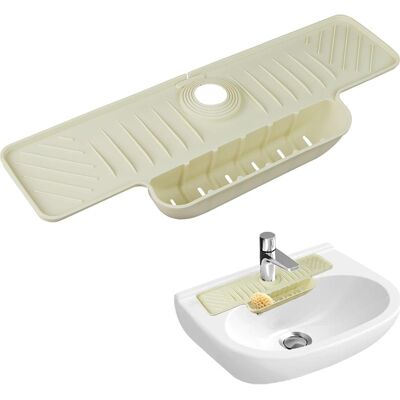 Vision Tapis De Robinetterie D'Évier, Tapis D'Égouttage Étroit En Silicone Avec Panier De Récupération, Protection Anti-éclaboussures, Tapis D'Égouttage, Beige - Publicité Vision Tapis De Robinetterie D'Évier, Tapis D'Égouttage Étroit En Silicone Avec Panier De Récupération, Protection Anti-éclaboussures, Tapis D'Égouttage, Beige - Publicité