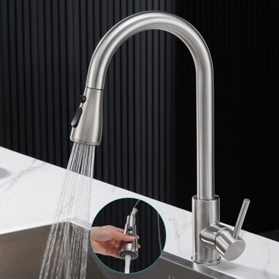 OEM Robinet Cuisine Avec Douchette Extractible, Mitigeur Cuisine Acier Inoxydable 304, Haut Bec Robinetterie Evier Rotatif À 360° En 3 Modes De Réglage, Finition Brossée, Froid & Chaud Disponible-crezuo - Publicité OEM Robinet Cuisine Avec Douchette Extractible, Mitigeur Cuisine Acier Inoxydable 304, Haut Bec Robinetterie Evier Rotatif À 360° En 3 Modes De Réglage, Finition Brossée, Froid & Chaud Disponible-crezuo - Publicité