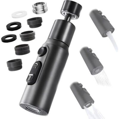 ABYSSE Aérateur De Robinet, 360° Pivotant Embout Robinet Cuisine Avec 3 Modes Douchette Mousseur Robinet Economie Eau, Adaptateur Economiseur D'Eau Pour Robinet Salle De Bain Lavabo (noir) - Publicité ABYSSE Aérateur De Robinet, 360° Pivotant Embout Robinet Cuisine Avec 3 Modes Douchette Mousseur Robinet Economie Eau, Adaptateur Economiseur D'Eau Pour Robinet Salle De Bain Lavabo (noir) - Publicité