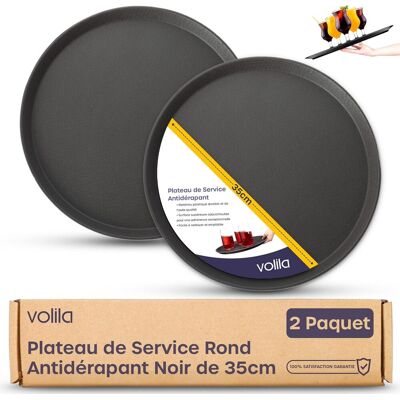 GRASSLIN Lot De 2 Plateau, Rond, Antidérapant, 35 Cm, Cuisine, Bar, Restaurant - Publicité GRASSLIN Lot De 2 Plateau, Rond, Antidérapant, 35 Cm, Cuisine, Bar, Restaurant - Publicité