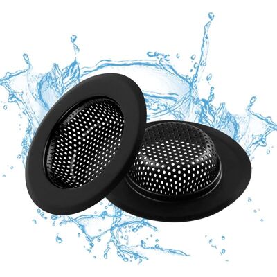 Vision Lot De 2 Crépines D'Évier De Cuisine – Larges Crépines D'Évier En Acier Inoxydable À Bord Large De 11,4 Cm De Diamètre, Adaptées À La Plupart Des Canalisations D'Évier, Anti-obstruction – Noir - Publicité Vision Lot De 2 Crépines D'Évier De Cuisine – Larges Crépines D'Évier En Acier Inoxydable À Bord Large De 11,4 Cm De Diamètre, Adaptées À La Plupart Des Canalisations D'Évier, Anti-obstruction – Noir - Publicité