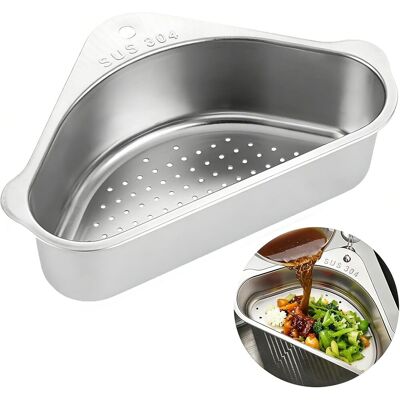 GRASSLIN 1 - Étagère De Vidange - Panier Triangulaire - Acier Inoxydable 304 - Filtre Déchets Et Lavage Fruits - Pour Évier De Cuisine - Argent - 25x25x10cm - Publicité GRASSLIN 1 - Étagère De Vidange - Panier Triangulaire - Acier Inoxydable 304 - Filtre Déchets Et Lavage Fruits - Pour Évier De Cuisine - Argent - 25x25x10cm - Publicité