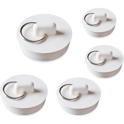 MOXIE 5 Pièces Bouchon De Baignoire Bouchon Evier En Caoutchouc 5 Tailles Blanc Lavabo Bouchon De Vidange Set Bouchon D'Évier Pour Baignoire, Cuisine Et Salle De Bain - Publicité MOXIE 5 Pièces Bouchon De Baignoire Bouchon Evier En Caoutchouc 5 Tailles Blanc Lavabo Bouchon De Vidange Set Bouchon D'Évier Pour Baignoire, Cuisine Et Salle De Bain - Publicité