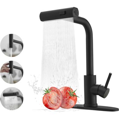 ACKERMAN Robinet De Cuisine Noir Avec Douchette Extractible, Robinet D'Évier De Cuisine Cascade, Robinet De Cuisine Commercial En Acier Inoxydable, Robinet D'Évier De Cuisine À Poignée Unique - Publicité ACKERMAN Robinet De Cuisine Noir Avec Douchette Extractible, Robinet D'Évier De Cuisine Cascade, Robinet De Cuisine Commercial En Acier Inoxydable, Robinet D'Évier De Cuisine À Poignée Unique - Publicité