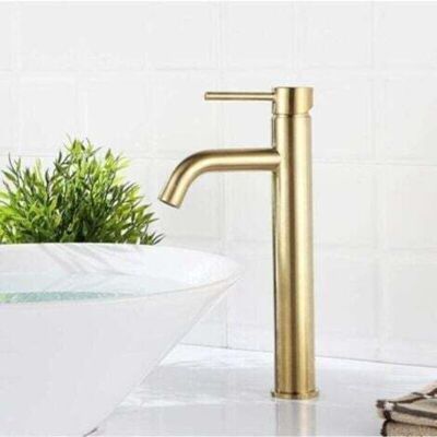 SANS MARQUE Robinet D'Évier De Cuisine Haut En Laiton Brossé Doré À Poignée Unique, Mitigeur De Lavabo, Robinet Chaud Et Froid-- - Publicité SANS MARQUE Robinet D'Évier De Cuisine Haut En Laiton Brossé Doré À Poignée Unique, Mitigeur De Lavabo, Robinet Chaud Et Froid-- - Publicité