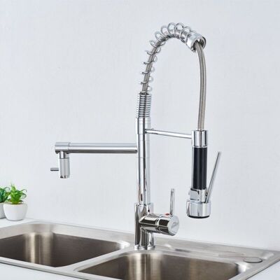 BRAST Robinet De Cuisine Haute Pression Auralum 360 Gard, Robinet À Ressort En Spirale Rotatif Avec Douchette Extractible - Publicité BRAST Robinet De Cuisine Haute Pression Auralum 360 Gard, Robinet À Ressort En Spirale Rotatif Avec Douchette Extractible - Publicité