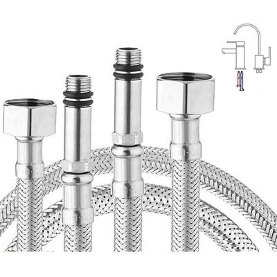 Zanussi Lot De 2 Tuyaux Flexibles En Acier Inoxydable Tressé Pour Robinet Monobloc De Cuisine/évier - Tuyaux G3/8 X M10 - 600 Mm De Long - Publicité Zanussi Lot De 2 Tuyaux Flexibles En Acier Inoxydable Tressé Pour Robinet Monobloc De Cuisine/évier - Tuyaux G3/8 X M10 - 600 Mm De Long - Publicité