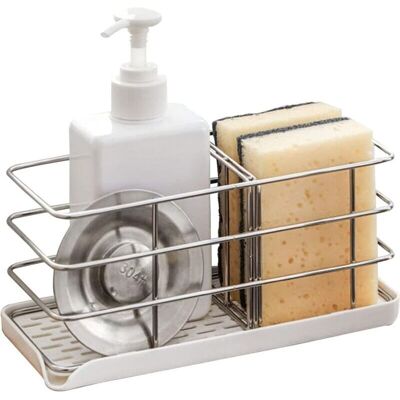 BRAST Ymyny Organisateur D'Évier, Organisateur De Cuisine, Porte-éponge Avec Bac De Drainage, Organisateur D'Évier De Cuisine En Acier Inoxydable - Publicité BRAST Ymyny Organisateur D'Évier, Organisateur De Cuisine, Porte-éponge Avec Bac De Drainage, Organisateur D'Évier De Cuisine En Acier Inoxydable - Publicité
