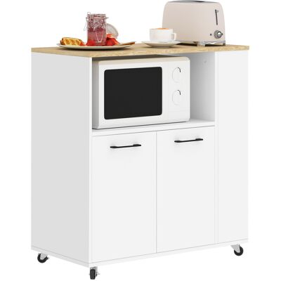 HEAT Chariot De Cuisine Sur Roulettes, Îlot De Cuisine Avec Plan De Travail Et Étagère Réglable, 75 X 40 X 80,5 Cm, Blanc - Publicité HEAT Chariot De Cuisine Sur Roulettes, Îlot De Cuisine Avec Plan De Travail Et Étagère Réglable, 75 X 40 X 80,5 Cm, Blanc - Publicité
