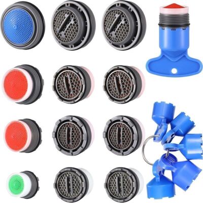 Vision Lot De 12 Aérateurs De Robinet De Rechange Pour Évier Et 5 Clés De Démontage Pour Aérateur De Robinet 16,5/18,5/21,5/24 Mm, Limiteur De Débit Élevé Et Faible Pour Salle De Bain Et Cuisine - Publicité Vision Lot De 12 Aérateurs De Robinet De Rechange Pour Évier Et 5 Clés De Démontage Pour Aérateur De Robinet 16,5/18,5/21,5/24 Mm, Limiteur De Débit Élevé Et Faible Pour Salle De Bain Et Cuisine - Publicité