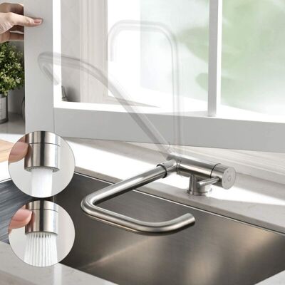 OEM Robinet De Cuisine Rabattable 2 Jets Aux Choix, Mitigeur Evier Repliable En Acier Inoxydable Devant Fenêtre, Robinet Évier Pivotant À 360º Brossé Anti-empreinte-dou - Publicité OEM Robinet De Cuisine Rabattable 2 Jets Aux Choix, Mitigeur Evier Repliable En Acier Inoxydable Devant Fenêtre, Robinet Évier Pivotant À 360º Brossé Anti-empreinte-dou - Publicité