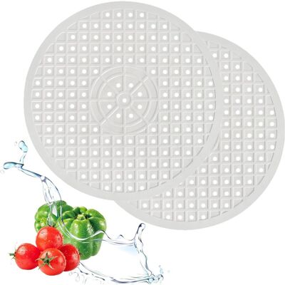 GRASSLIN 2 Pièces Tapis Évier, Caoutchouc Blanc Rond 31cm, Pliable Découpable, Pour Cuisine Salon - Publicité GRASSLIN 2 Pièces Tapis Évier, Caoutchouc Blanc Rond 31cm, Pliable Découpable, Pour Cuisine Salon - Publicité