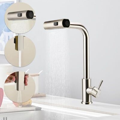 MOXIE Sjlerst Robinet De Cuisine, Mitigeur Douchette Pivotant À 360° En Acier Inoxydable, Robinet D'Évier À Arc Élevé, Robinet Avec Pulvérisateur Escamotable De 3 Modes 9/16 - Publicité MOXIE Sjlerst Robinet De Cuisine, Mitigeur Douchette Pivotant À 360° En Acier Inoxydable, Robinet D'Évier À Arc Élevé, Robinet Avec Pulvérisateur Escamotable De 3 Modes 9/16 - Publicité