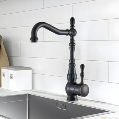 SANS MARQUE Mitigeur Évier Cuisine Noir Bec Orientable 360 Degrés Style Vintage - Publicité SANS MARQUE Mitigeur Évier Cuisine Noir Bec Orientable 360 Degrés Style Vintage - Publicité