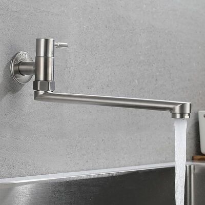 SANS MARQUE Robinet D'Eau Froide Rotatif Mural Moderne En Acier Inoxydable Pour Cuisine Bar Évier - Publicité SANS MARQUE Robinet D'Eau Froide Rotatif Mural Moderne En Acier Inoxydable Pour Cuisine Bar Évier - Publicité