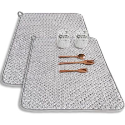 Vision Lot De 2 Tapis D'Égouttoir À Vaisselle En Microfibre, 60 X 45 Cm, Absorbants, Pour Comptoir De Cuisine, Grand Format, Pour Comptoirs, Éviers Et Égouttoirs (gris) - Publicité Vision Lot De 2 Tapis D'Égouttoir À Vaisselle En Microfibre, 60 X 45 Cm, Absorbants, Pour Comptoir De Cuisine, Grand Format, Pour Comptoirs, Éviers Et Égouttoirs (gris) - Publicité