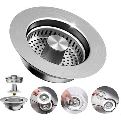Generic Bouchon Evier Cuisine, Passoire 3 En 1 Pour Évier De Cuisine Et Bouchon De Lavabo,en Acier Inoxydable 304 ,crépine D'Évier De Cuisine Amovible - Publicité Generic Bouchon Evier Cuisine, Passoire 3 En 1 Pour Évier De Cuisine Et Bouchon De Lavabo,en Acier Inoxydable 304 ,crépine D'Évier De Cuisine Amovible - Publicité