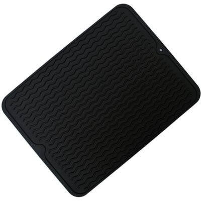 HEAT Tapis D'Évier 40 X 30 Cm En Silicone, Bords Surélevés, Forme Ondulée, Pour Cuisine Et Salle De Bain, Noir - Publicité HEAT Tapis D'Évier 40 X 30 Cm En Silicone, Bords Surélevés, Forme Ondulée, Pour Cuisine Et Salle De Bain, Noir - Publicité