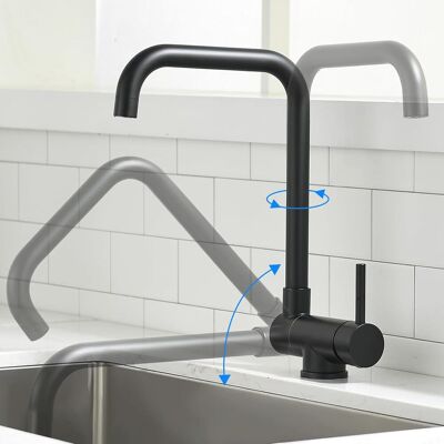 OEM Miigeur Cuisine Robinet De Cuisine Mono Commande Rotation 360° Robinet Évier Modern Design Inox 304 Noir - Publicité OEM Miigeur Cuisine Robinet De Cuisine Mono Commande Rotation 360° Robinet Évier Modern Design Inox 304 Noir - Publicité