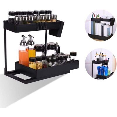 BRAST Panier Égouttoir D'Évier, Rangement Sous Évier Avec Tiroir De Rangement Coulissant Rangement Sous Évier À 2 Niveaux Avec 4 Crochets Rangement Sous Évier Avec Panier De Rangement Coulissant Panier Égou - Publicité BRAST Panier Égouttoir D'Évier, Rangement Sous Évier Avec Tiroir De Rangement Coulissant Rangement Sous Évier À 2 Niveaux Avec 4 Crochets Rangement Sous Évier Avec Panier De Rangement Coulissant Panier Égou - Publicité