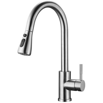 Vision Robinet De Cuisine En Acier Inoxydable Avec Douchette Extractible, Robinet D'Évier De Cuisine À Poignée Unique En Nickel Brossé À Arc Élevé - Publicité Vision Robinet De Cuisine En Acier Inoxydable Avec Douchette Extractible, Robinet D'Évier De Cuisine À Poignée Unique En Nickel Brossé À Arc Élevé - Publicité