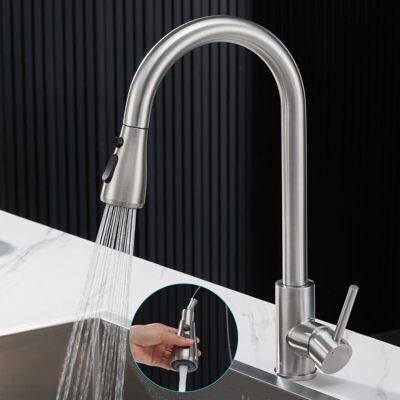 SANS MARQUE Robinet Cuisine Avec Douchette Extractible, Mitigeur Cuisine Acier Inoxydable 304, Haut Bec Robinetterie Evier Rotatif À 360° En 3 Modes De Réglage, Finition Brossée, Froid & Chaud Disponible Ikodm - Publicité SANS MARQUE Robinet Cuisine Avec Douchette Extractible, Mitigeur Cuisine Acier Inoxydable 304, Haut Bec Robinetterie Evier Rotatif À 360° En 3 Modes De Réglage, Finition Brossée, Froid & Chaud Disponible Ikodm - Publicité