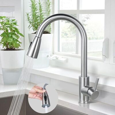 MOXIE Robinet Cuisine, Mitigeur Évier En Acier Inoxydable 304, Robinet Évier Rotatif À 360° Avec Douchette Extractible, Mitigeur Cuisine 2 Jets D'Eau Écrou En Laiton Sans Plomb Brossé - Publicité MOXIE Robinet Cuisine, Mitigeur Évier En Acier Inoxydable 304, Robinet Évier Rotatif À 360° Avec Douchette Extractible, Mitigeur Cuisine 2 Jets D'Eau Écrou En Laiton Sans Plomb Brossé - Publicité