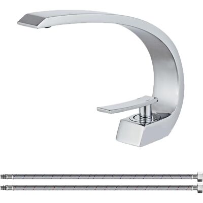 Generic Robinet D'Évier De Salle De Bain En Chrome Avec Tuyau D'Alimentation, Robinet De Lavabo Monotrou À Conception Unique, Mitigeur De Lavabo - Publicité Generic Robinet D'Évier De Salle De Bain En Chrome Avec Tuyau D'Alimentation, Robinet De Lavabo Monotrou À Conception Unique, Mitigeur De Lavabo - Publicité