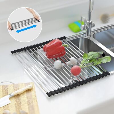 GRASSLIN Égouttoir Télescopique À Enrouler-18 Tubes 33 X 29 54 Cm -cuisine Au-dessus De L'Évier- En Silicone Antidérapant - Polyvalent Acier Inoxydable 33-54cm Black'parent'-'33-54cm Black - Publicité GRASSLIN Égouttoir Télescopique À Enrouler-18 Tubes 33 X 29 54 Cm -cuisine Au-dessus De L'Évier- En Silicone Antidérapant - Polyvalent Acier Inoxydable 33-54cm Black'parent'-'33-54cm Black - Publicité