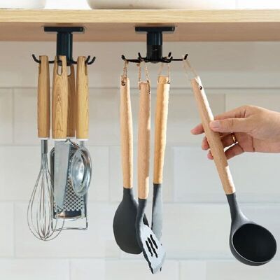 PELTOR Rotatif À 360° Porte Ustensiles Cuisine Lot De 2,support Ustensiles Cuisine Avec 6 Crochets,sans Perçage Rangement Organiseur Rack,pour Cuisine/bains - Publicité PELTOR Rotatif À 360° Porte Ustensiles Cuisine Lot De 2,support Ustensiles Cuisine Avec 6 Crochets,sans Perçage Rangement Organiseur Rack,pour Cuisine/bains - Publicité