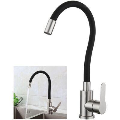 MOXIE Robinet De Cuisine Flexible Bec Haut Orientable Librement Mitigeur Évier Flexible Acier Inoxydable Brossé Et Noir Robinet Evier Monotrou À Eau Chaude Et Froide - Publicité MOXIE Robinet De Cuisine Flexible Bec Haut Orientable Librement Mitigeur Évier Flexible Acier Inoxydable Brossé Et Noir Robinet Evier Monotrou À Eau Chaude Et Froide - Publicité