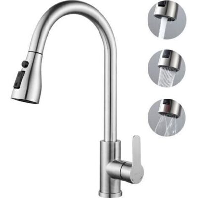 SANS MARQUE Robinet Extractible En Acier Inoxydable, 3 Modes De Pulvérisation, Mitigeur De Cuisine Pivotant À 360°, Robinet De Cuisine Avec Pulvérisateur - Publicité SANS MARQUE Robinet Extractible En Acier Inoxydable, 3 Modes De Pulvérisation, Mitigeur De Cuisine Pivotant À 360°, Robinet De Cuisine Avec Pulvérisateur - Publicité