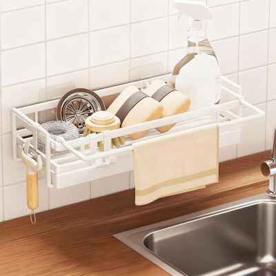 Vision Organisateur D'Évier Avec Porte-serviettes, Sans Perçage, Bac D'Égouttage Et Porte-serviettes Amovibles, 2 Crochets, Acier Au Carbone, Pour La Vaisselle Et Les Ustensiles De Cuisine. Publicité Vision Organisateur D'Évier Avec Porte-serviettes, Sans Perçage, Bac D'Égouttage Et Porte-serviettes Amovibles, 2 Crochets, Acier Au Carbone, Pour La Vaisselle Et Les Ustensiles De Cuisine. Publicité