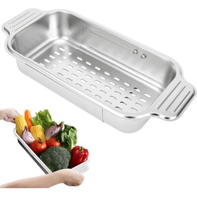 Vision Passoire D'Évier, Passoire De Cuisine En Acier Inoxydable, Égouttoir Rétractable, Pour Laver Les Légumes Et Les Fruits, Égoutter Les Pâtes Cuites Et La Vaisselle Sèche - Publicité Vision Passoire D'Évier, Passoire De Cuisine En Acier Inoxydable, Égouttoir Rétractable, Pour Laver Les Légumes Et Les Fruits, Égoutter Les Pâtes Cuites Et La Vaisselle Sèche - Publicité