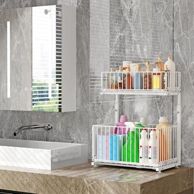 GRASSLIN 1 Rangement Sous Évier, Coulissant En Métal, Acier Carbone, 2 Niveaux, Forme L, Cuisine Salle De Bain - Publicité GRASSLIN 1 Rangement Sous Évier, Coulissant En Métal, Acier Carbone, 2 Niveaux, Forme L, Cuisine Salle De Bain - Publicité