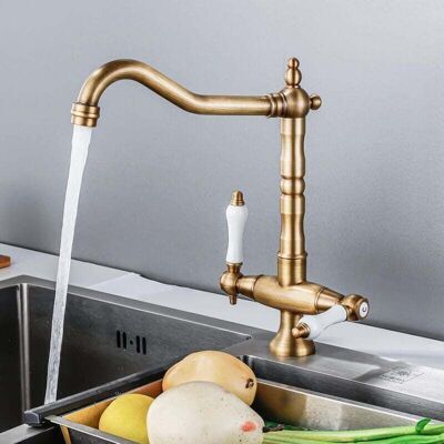 Scotch Robinet De Cuisine Antique Pivotant À 360° - Robinet D'Évier À Deux Poignées - Mélangeur Nostalgique - Mitigeur Haute Pression - Bec Haut En Laiton - Publicité Scotch Robinet De Cuisine Antique Pivotant À 360° - Robinet D'Évier À Deux Poignées - Mélangeur Nostalgique - Mitigeur Haute Pression - Bec Haut En Laiton - Publicité