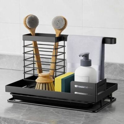 URSUS Porte-éponge Avec Bac D'Égouttage Pour Évier De Cuisine, Organisateur De Rangement Pour Savons, Éponges Et Brosses - Publicité URSUS Porte-éponge Avec Bac D'Égouttage Pour Évier De Cuisine, Organisateur De Rangement Pour Savons, Éponges Et Brosses - Publicité