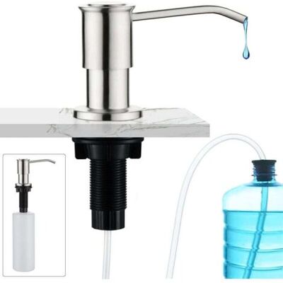 ABYSSE Distributeur De Savon Encastrable Argent Brossé, Distributeur Savon Evier Cuisine, Distributeur Savon Integre Avec Bouteille 500ml Et Ensemble De Rallonge De 1,2 M, Recharge Du Haut - Publicité ABYSSE Distributeur De Savon Encastrable Argent Brossé, Distributeur Savon Evier Cuisine, Distributeur Savon Integre Avec Bouteille 500ml Et Ensemble De Rallonge De 1,2 M, Recharge Du Haut - Publicité