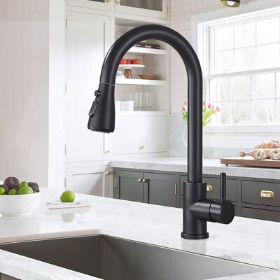 Scotch Robinet De Cuisine Avec Douchette Extractible Noir Robinet Mitigeur D'Évier Pivotant À 360 Degrés Avec 3 Modes De Pulvérisation Robinet De Cuisine À Levier Unique Évier Chaud Et Froid - Publicité Scotch Robinet De Cuisine Avec Douchette Extractible Noir Robinet Mitigeur D'Évier Pivotant À 360 Degrés Avec 3 Modes De Pulvérisation Robinet De Cuisine À Levier Unique Évier Chaud Et Froid - Publicité