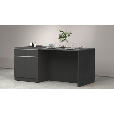 DELADECO Îlot De Cuisine Moderne 200 Cm Anthracite Mat/béton Solena - Publicité DELADECO Îlot De Cuisine Moderne 200 Cm Anthracite Mat/béton Solena - Publicité