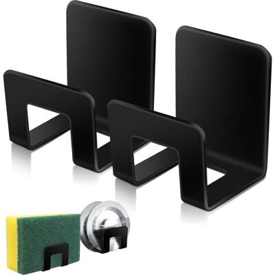 Vision Lot De 2 Porte-éponges Pour Évier De Cuisine, En Acier Inoxydable Sus304 De Qualité Supérieure, Étanche, Séchage Rapide – Noir - Publicité Vision Lot De 2 Porte-éponges Pour Évier De Cuisine, En Acier Inoxydable Sus304 De Qualité Supérieure, Étanche, Séchage Rapide – Noir - Publicité