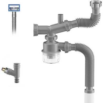 ACKERMAN Kit De Vidange Pour Broyeur À Déchets, Siphon En P Pour Évier De Cuisine 1 1/2, Gain De Place, Visible, Anti-obstruction, Anti-odeur, Double Bonde D'Évier Facile À Nettoyer - Publicité ACKERMAN Kit De Vidange Pour Broyeur À Déchets, Siphon En P Pour Évier De Cuisine 1 1/2, Gain De Place, Visible, Anti-obstruction, Anti-odeur, Double Bonde D'Évier Facile À Nettoyer - Publicité