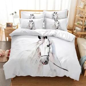 ALLIANDIS Housse De Couette - Animaux - Cheval Blanc - 220x240 Cm - 2 Taies 65x65 Cm - Microfibre Douce - Publicité ALLIANDIS Housse De Couette - Animaux - Cheval Blanc - 220x240 Cm - 2 Taies 65x65 Cm - Microfibre Douce - Publicité