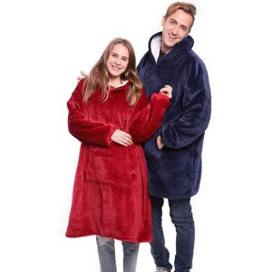 Sjlerst - Sweat à Capuche Couverture Pull Capuchon Sherpa Peluche à Manches tv Plaid Couvertures Adulte Femme Homme Unisexe,rouge - Publicité