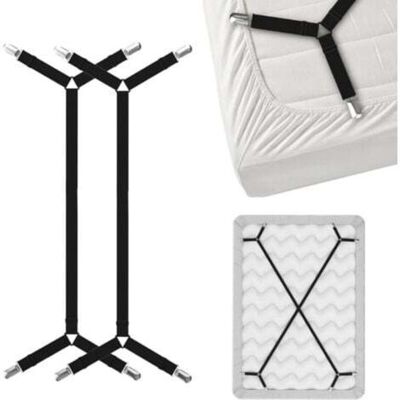 OEM Sangles De Support De Drap De Lit Criss-cross - Noir 2pcs Draps Reste Bretelles Maintiennent Drap-housse Ou Plat En Place - Pour Twin Queen King Supports De Matelas Clips Élastiques Pinces Attaches Ja - Publicité OEM Sangles De Support De Drap De Lit Criss-cross - Noir 2pcs Draps Reste Bretelles Maintiennent Drap-housse Ou Plat En Place - Pour Twin Queen King Supports De Matelas Clips Élastiques Pinces Attaches Ja - Publicité