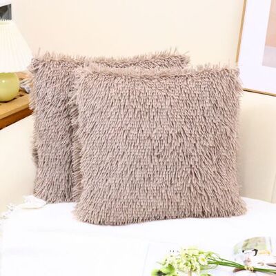 ABCRITAL Housse De Coussin Luxueuse En Fausse Fourrure Douce Et Laine, Taie D'Oreiller Décorative, Sans Coussin, 45 X 45 Cm, Marron Clair, Lot De 2 - Publicité ABCRITAL Housse De Coussin Luxueuse En Fausse Fourrure Douce Et Laine, Taie D'Oreiller Décorative, Sans Coussin, 45 X 45 Cm, Marron Clair, Lot De 2 - Publicité