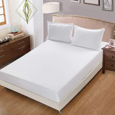 LEDE Drap-housse 150x200, Bonnet 30 Cm, Protège-matelas, Parure De Lit En Polyester Blanc (taie D'Oreiller Non Comprise). Publicité LEDE Drap-housse 150x200, Bonnet 30 Cm, Protège-matelas, Parure De Lit En Polyester Blanc (taie D'Oreiller Non Comprise). Publicité