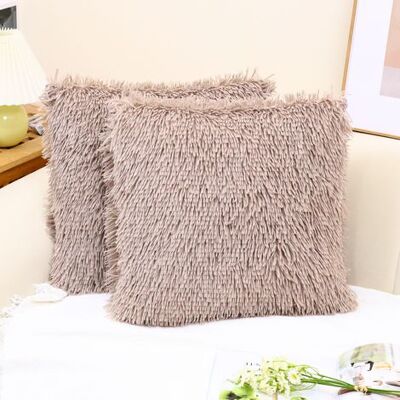 ABYSSE Housse De Coussin Luxueuse En Fausse Fourrure Douce Et Laine, Taie D'Oreiller Décorative, Sans Coussin, 45 X 45 Cm, Marron Clair, Lot De 2 - Publicité ABYSSE Housse De Coussin Luxueuse En Fausse Fourrure Douce Et Laine, Taie D'Oreiller Décorative, Sans Coussin, 45 X 45 Cm, Marron Clair, Lot De 2 - Publicité